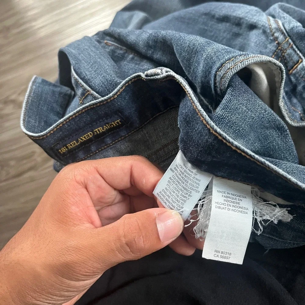Lucky Brand 181 Relaxed Straight Jeans Mens 36x30 Dark Wash Denim Blue Pants